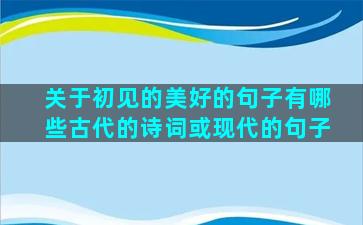 关于初见的美好的句子有哪些古代的诗词或现代的句子