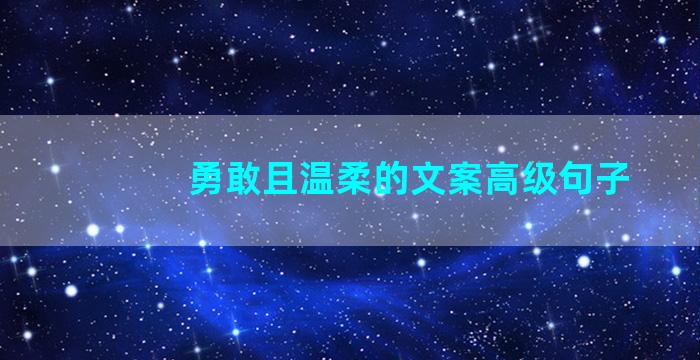 勇敢且温柔的文案高级句子