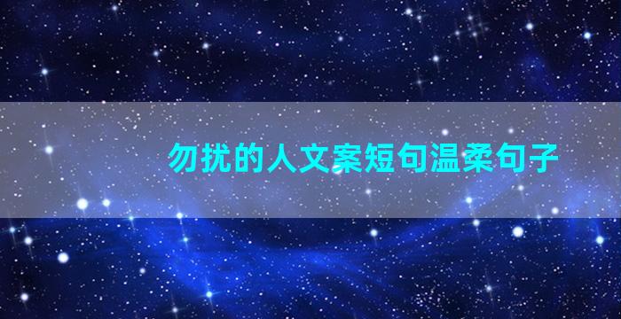 勿扰的人文案短句温柔句子