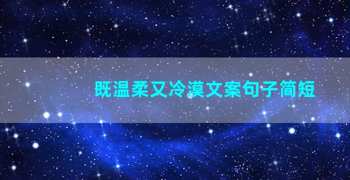 既温柔又冷漠文案句子简短