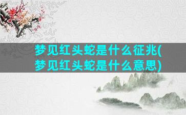 梦见红头蛇是什么征兆(梦见红头蛇是什么意思)