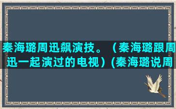 秦海璐周迅飙演技。（秦海璐跟周迅一起演过的电视）(秦海璐说周迅演技好)